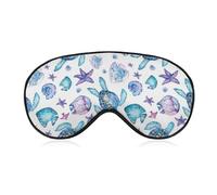 Watercolor Ocean Life Blue Pattern Sleep Eye Mask Sleeping Light Blocking Cover Night Blindfold for Travel Nap
