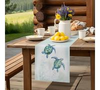 Watercolor Ocean Sea Turtle Table Runner 36 Inches Long,Table Runners Kitchen Dining Tables Decoration for Home Party Decor, Summer Underwater Life Tables Runner for Home Party Wedding Dresser Scarf