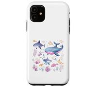 Watercolor Ocean Whale Shark Fish Coral Scene Case for iPhone 11