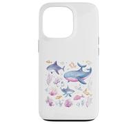 Watercolor Ocean Whale Shark Fish Coral Scene Case for iPhone 13 Pro