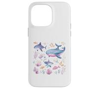 Watercolor Ocean Whale Shark Fish Coral Scene Case for iPhone 14 Pro Max