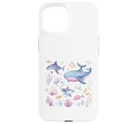 Watercolor Ocean Whale Shark Fish Coral Scene Case for iPhone 15