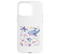Watercolor Ocean Whale Shark Fish Coral Scene Case for iPhone 15 Pro Max