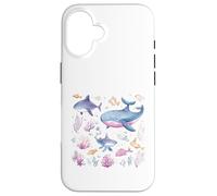 Watercolor Ocean Whale Shark Fish Coral Scene Case for iPhone 16