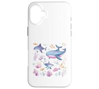 Watercolor Ocean Whale Shark Fish Coral Scene Case for iPhone 16 Plus