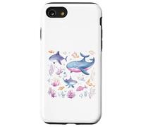 Watercolor Ocean Whale Shark Fish Coral Scene Case for iPhone SE (2020) / 7/8