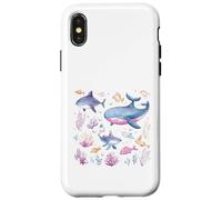 Watercolor Ocean Whale Shark Fish Coral Scene Case for iPhone X/XS