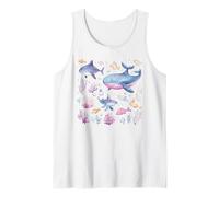 Watercolor Ocean Whale Shark Fish Coral Scene Tank Top