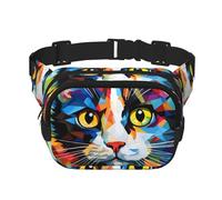 Watercolor of a cat Printed fashionable waist bag, unisex messenger bag, fashionable travel waist bag