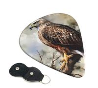 Watercolor Of Hawk 6 Pack Guitar Picks With Holder, Personalized Guitar Plectrums Non-Slip Portable Ukulele Bass Picks 0.71mm For Acoustic Guitar Lovers Gifts