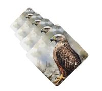 Watercolor Of Hawk Car Air Fresheners 4 Pcs Funny Hanging Car Air Fresheners Cute Long Lasting Scented Mirror Hanging Decoration Ornaments Gift For Men Women Square