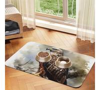 Watercolor of Hawk Dog Food Mats for Floors, 12x18 Inch Non-Slip Super Absorbent Pet Food Mat, Dishwasher Dog Mat for Food and Water, Cute Quick Dry Pet Feeding Mat for Dogs Puppy Cats