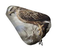 Watercolor of Hawk Sitting Bike Seat Cover for Men Women Water Repellent Exercise Bike Seat Cushion Adjustable Bicycle Seat for Outdoor Biking