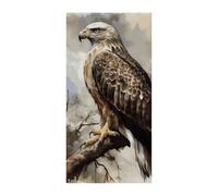 Watercolor of Hawk Sitting Door Cover Spring Summer Hanging Flag Porch Sign Outdoor Seasonal Holiday Yard Decor for Front Door and Porch