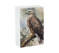 Watercolor of Hawk Sitting in The Tree Cigarette Case - Waterproof & Crush Proof Cigarette Holder Case for 20 King Size Cigarettes, Portable Pocket Size Travel Box for Men & Women