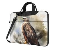 Watercolor of Hawk Sitting in The Tree Laptop Bag 13-15.6Inch, 360° Protective Laptop Sleeve Case Shockproof Messenger Shoulder Bag Waterproof Computer Case Carrying Cover Briefcases for Men Women