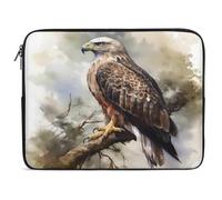 Watercolor Of Hawk Sitting In The Tree Laptop Sleeve Case, Shockproof Protective Case, 10-17 Inch Computer Sleeve, Water Resistant Laptop Briefcase for Men Women Compatible with MacBook Air/Notebook/T