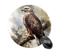 Watercolor of Hawk Sitting in The Tree Mouse Pad Round Mouse Mat with Non-Slip Rubber Base, Washable Desktop Protection Mat for Home Office Decor Desk Accessories, 7.8inch