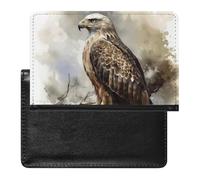 Watercolor of Hawk Sitting in The Tree Passport Holder Passport Cover Protector Essentials with Credit Card Slots for Women Men
