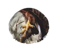Watercolor of Hawk Sitting in The Tree Shower Caps for Women Reusable Bath Caps for Men Double Layer Waterproof Hair Cap with EVA Lining Stylish Large Shower Bonnet Soft Bath Hat for Long Hair, Braids
