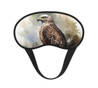 Watercolor of Hawk Sitting in The Tree Sleep Mask for Side Sleeper Eye Mask for Sleeping Light Blocking Sleep Eye Mask for Women Men Adjustable Elastic Strap Travel Nap Blackout Eye Shade Cover