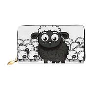 Watercolor of Hawk Sitting in The Tree Women's Wallet Large Capacity Credit Card Holder Zip Phone Clutch Ladies Travel Purse, Cartoon Black White Sheep, One Size, Classic