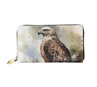 Watercolor of Hawk Sitting in The Tree Women's Wallet Large Capacity Credit Card Holder Zip Phone Clutch Ladies Travel Purse, Watercolor Of Hawk Sitting In The Tree, One Size, Classic