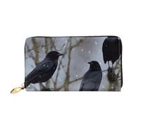 Watercolor of Hawk Sitting in The Tree Women's Wallet Large Capacity Credit Card Holder Zip Phone Clutch Ladies Travel Purse, Black Crow Birds, One Size, Classic