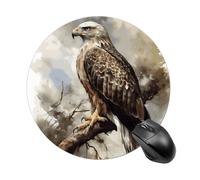 Watercolor of Hawk Sitting Round Mouse Pad Smooth Glide Gaming Mousepad Extra Density Portable Comfortable Mouse Mat for Desk, Home, Office 7.8x7.8 Inches