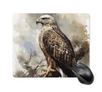 Watercolor of Hawk Sitting Square Mouse Pad Portable Computer Mousepad with Non-Slip Rubber Base 18 * 22cm Ultra-Thin Gaming Mouse Mat for Computer Laptop Office Desk Accessories