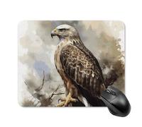 Watercolor of Hawk Sitting Square Mouse Pad Portable Computer Mousepad with Non-Slip Rubber Base 20 * 25cm Ultra-Thin Gaming Mouse Mat for Computer Laptop Office Desk Accessories