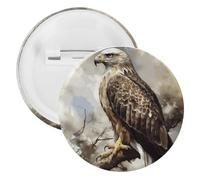 Watercolor of Hawk Sitting Tinplate Badge Personalized Round Brooch Large Craft Button Suitable for Teachers, Nurses, Doctors, Staff, Party Gift Accessories, style, 12 Pieces