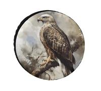 Watercolor of Hawk Sitting Tire Covers Waterproof Anti UV Tire Cover 28inch Single Axle Wheel Covers for RV Truck SUV Trailer Universal for All Seasons