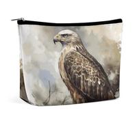 Watercolor of Hawk Sitting Travel Makeup Bag Large Toiletry Bag for Women Waterproof Cosmetic Bags for Purse Portable Makeup Organizer Bags Cute Zipper Pouch Cosmetic Pouch Funny Travel Makeupbag