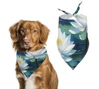 Watercolor of Water Lilies Dog Bandana Triangle Dog Scarf Washable Polyester Dog Bibs Cute Pet Bandana for Medium Large Dogs Puppy and Cats