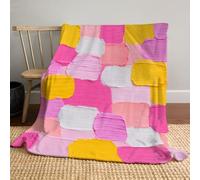 Watercolor Oil Painting Brushstroke Texture Flannel Blanket, Graffiti Art Style Throw Blanket Soft Warm Lightweight Pink Blankets for Sofa Couch Bed Travel Home Decor 220x240cm