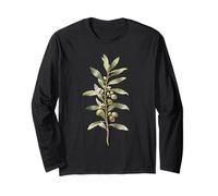 Watercolor Olive Branch Botanical Illustration Nature Plant Long Sleeve T-Shirt