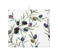 Watercolor Olive,Dish Drying Pad Kitchen Counter Sink Mat,Dish Drying Mat,Absorbent Dishes Drainer Mats, 41X46 cm