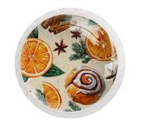 Watercolor Orange Slices on Creamy Background Round Crystal Drawer Dresser Knobs Set of 12, Door Cupboard Wardrobe Hardware Knob with Screws, Home Office Nursery Decor
