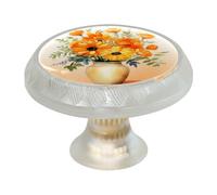 Watercolor Orange Vase 4-Pack Transparent Printed Drawer Pulls Handles, Round Glass & ABS Cabinet Knobs for Dresser, Cupboard, Wardrobe Decor