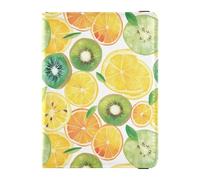 Watercolor Oranges Lemon Kiwi Leather Passport Holder Cover Wallet Secure Hidden Money Holder for Women Trip Essentials