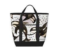 Watercolor Orcas,Lunch Bags Large Capacity Insulated Tote Bag For Women Men Work Picnic Travel