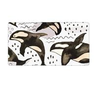 Watercolor Orcas,Mouse Pad Large Desk Pad Computer Keyboard Mouse Mat with Non Slip Rubber Base 40 x 70 cm