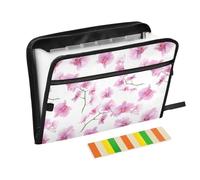 Watercolor Orchid Flowers Pink Expanding File Folder A4,13 Pockets File Organiser, Paperwork A4 Plastic Wallet Document Storage Expander for School,Office and Home