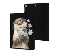 Watercolor Otter Wildflower Cute Tablet Case Compatible with iPad