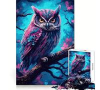 Watercolor Owl On A Branch Adult Jigsaw Puzzle1000 Pieces Memory Ability Relaxed Leisure Secure Join Warm Xmas Gift (50x75cm)