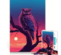 Watercolor Owl On A Branch Adults 1000 Pieces Puzzle Mind Training Fun Burr Free Clean Cut Pieces Heartwarming Gathering Activity (50x75cm)