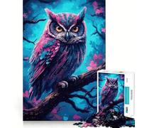 Watercolor Owl On A Branch Jigsaw for Teenagers1000 Pieces Mind Boost Game Firm Fit Secure Assembly Bonding Activity for Loved Ones (50x75cm)