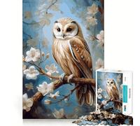 Watercolor Owl On A Branch Jigsaw Puzzle 1000 Mental Recall Game High Accuracy Cutting Craft Interactive Brain Challenge for Home (50x75cm)