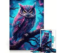 Watercolor Owl On A Branch Jigsaw Puzzle 1000 Piece Creative Skill Toy Clean Cut Sturdy Components Travel-friendly Brain Game Gift (38x26cm)